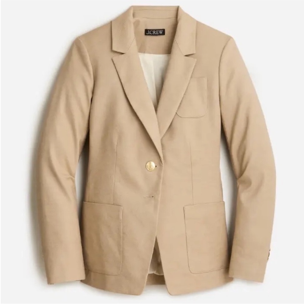 J Crew Helena Blazer Tan Stretch Linen Blend
